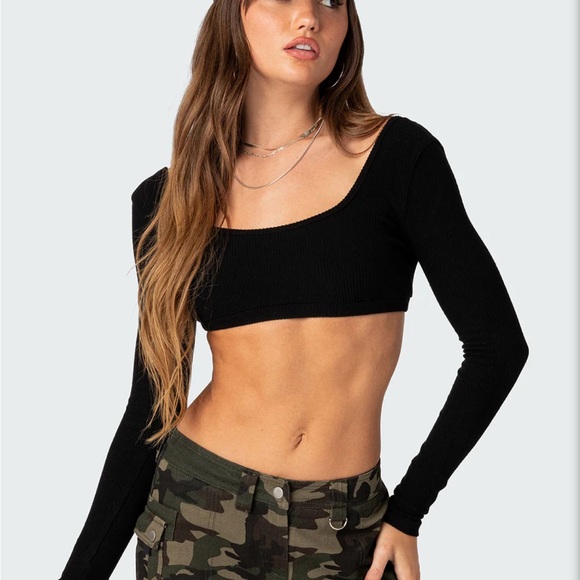 Sydney Ribbed Open Back Crop Top - Picture 1 of 3